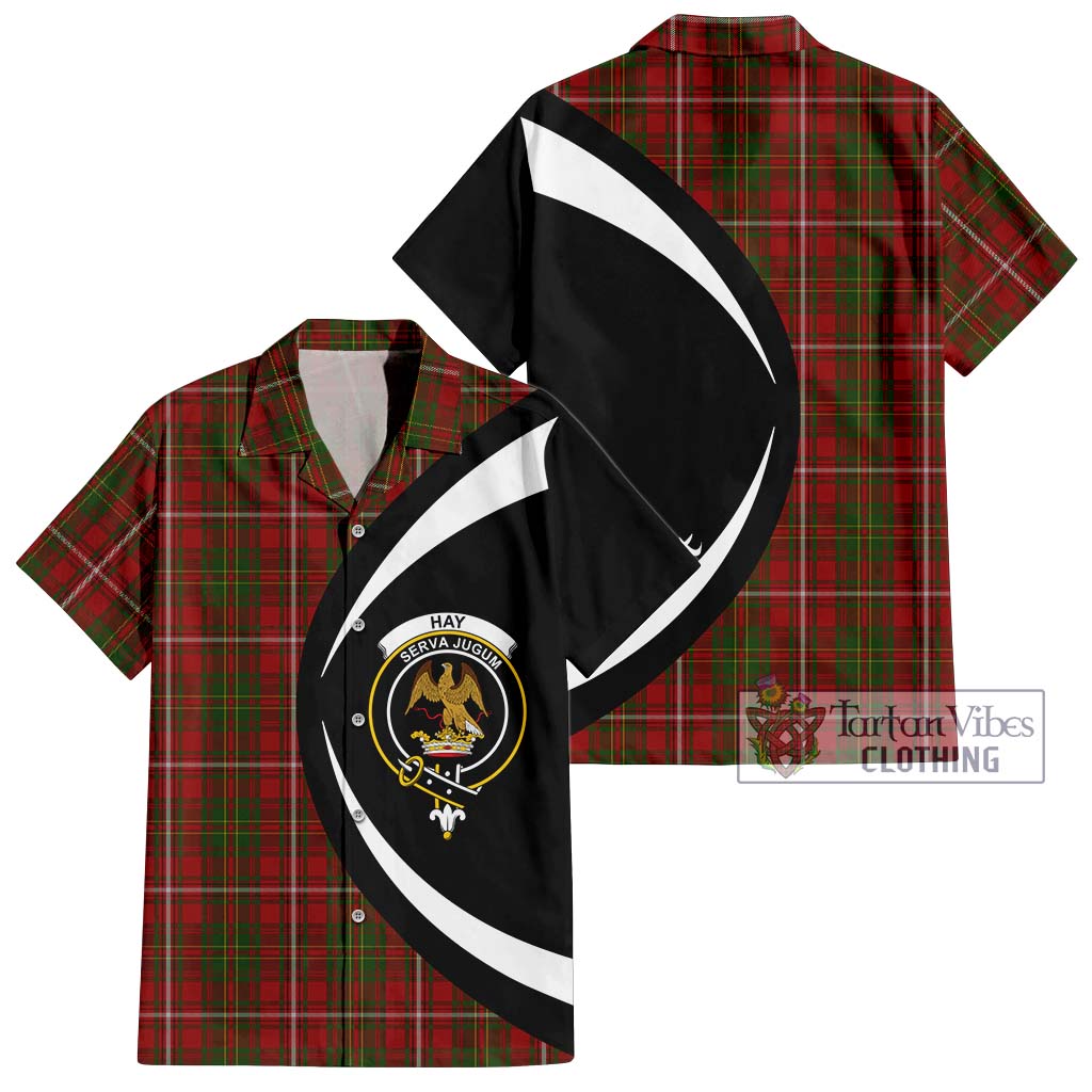 Hay Tartan Short Sleeve Button Up with Family Crest Circle Style Kid - Tartan Vibes Clothing