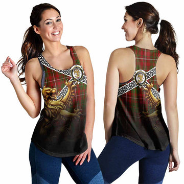 Tartan Vibes Clothing Hay Crest Tartan Women's Racerback Tanks with Golden Lion Emblem Celtic Style