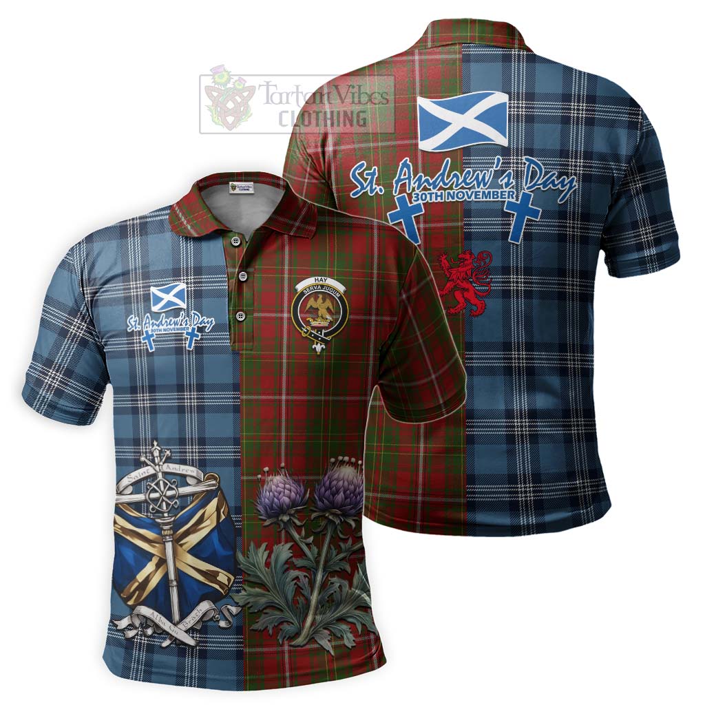 Tartan Vibes Clothing Hay Tartan Polo Shirt Happy St. Andrew's Day Half Tartan Style