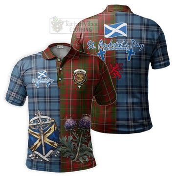 Tartan Vibes Clothing Hay Tartan Polo Shirt Happy St. Andrew's Day Half Tartan Style