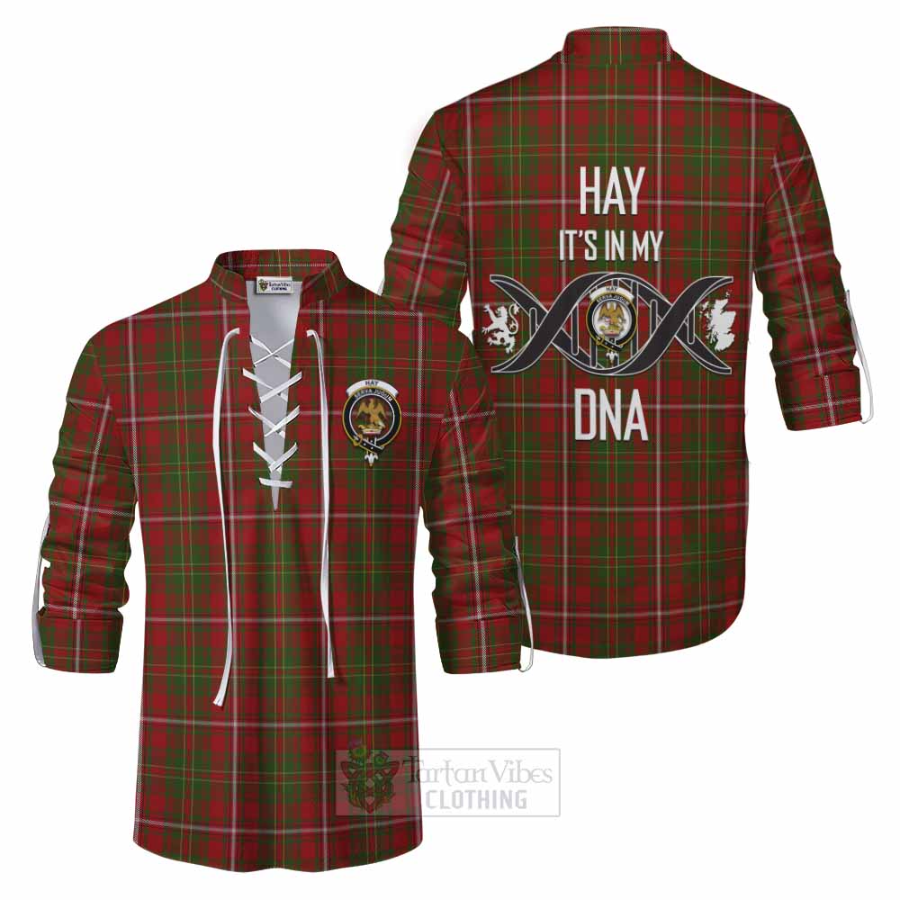 Tartan Vibes Clothing Hay Tartan Ghillie Kilt Shirt with Family Crest DNA In Me Style