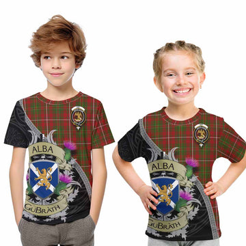 Tartan Vibes Clothing Hay Tartan Family Crest Kid T-Shirt Lion Rampant Royal Thistle Shield Celtic Inspired