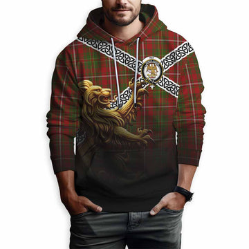 Hay Crest Tartan Hoodie with Golden Lion Emblem Celtic Style
