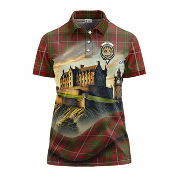 Hay Tartan Family Crest Women's Polo Shirt with Scottish Ancient Castle Style