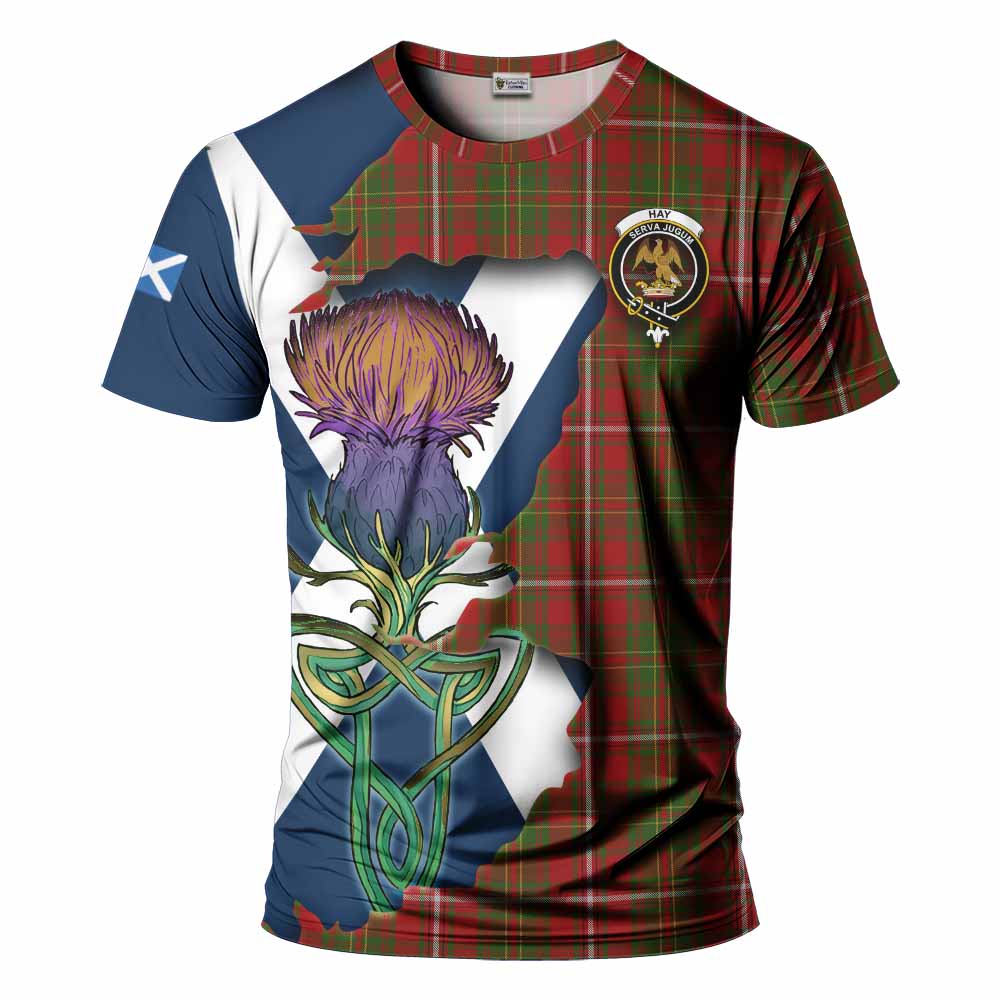 Tartan Vibes Clothing Hay Tartan Family Crest T-Shirt Scottish Thistle Celtic Inspired