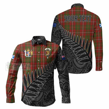 Tartan Vibes Clothing Hay Crest Tartan Long Sleeve Button Shirt with New Zealand Silver Fern Half Style