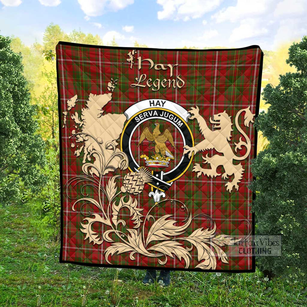 Tartan Vibes Clothing Hay Tartan Quilt with Family Crest and Scottish Symbol Style