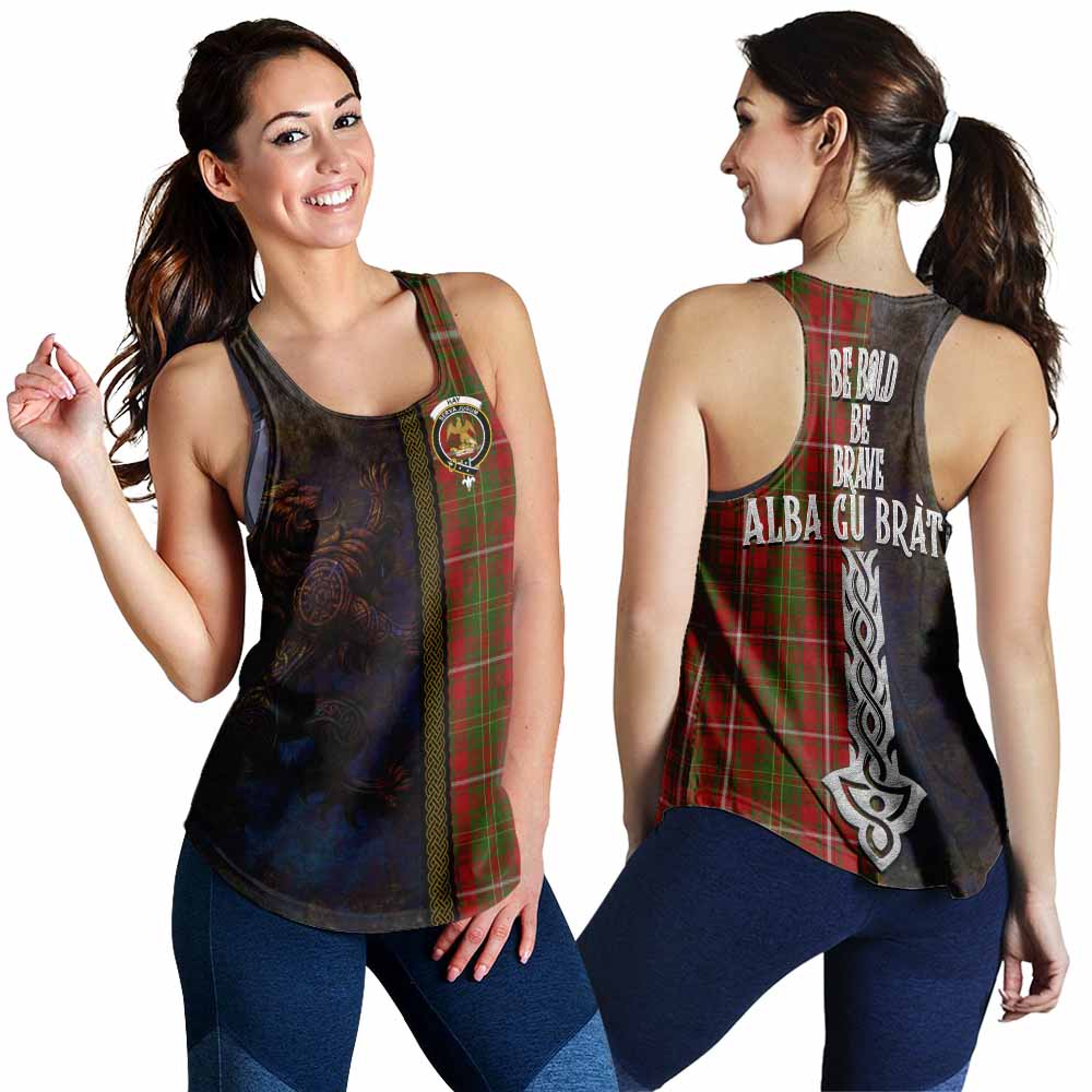 Tartan Vibes Clothing Hay Tartan Family Crest Women's Racerback Tanks Alba Gu Brath Be Brave Lion Ancient Style