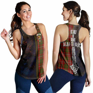 Tartan Vibes Clothing Hay Tartan Family Crest Women's Racerback Tanks Alba Gu Brath Be Brave Lion Ancient Style