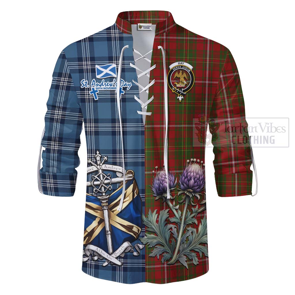 Tartan Vibes Clothing Hay Tartan Ghillie Kilt Shirt Happy St. Andrew's Day Half Tartan Style