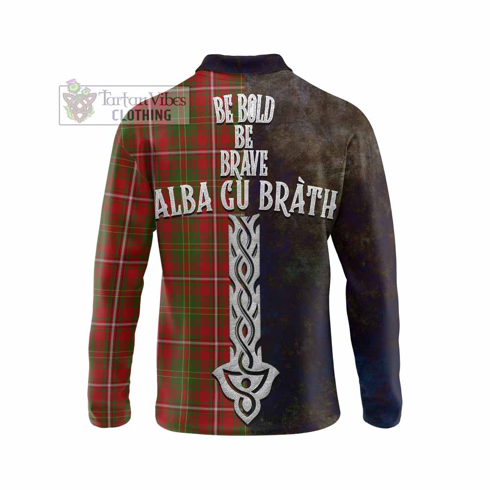 Tartan Vibes Clothing Hay Tartan Family Crest Long Sleeve Polo Shirt Alba Gu Brath Be Brave Lion Ancient Style