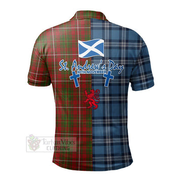 Tartan Vibes Clothing Hay Tartan Polo Shirt Happy St. Andrew's Day Half Tartan Style