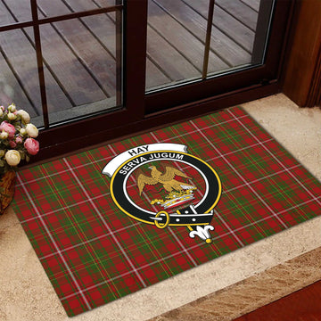 Hay Tartan Rubber Doormat with Family Crest