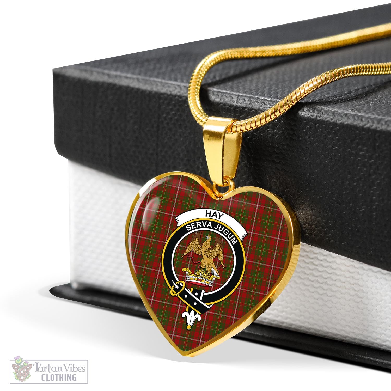 Tartan Vibes Clothing Hay Tartan Heart Necklace with Family Crest