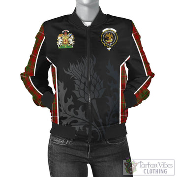 Hay Tartan Bomber Jacket with Family Crest and Scottish Thistle Vibes Sport Style