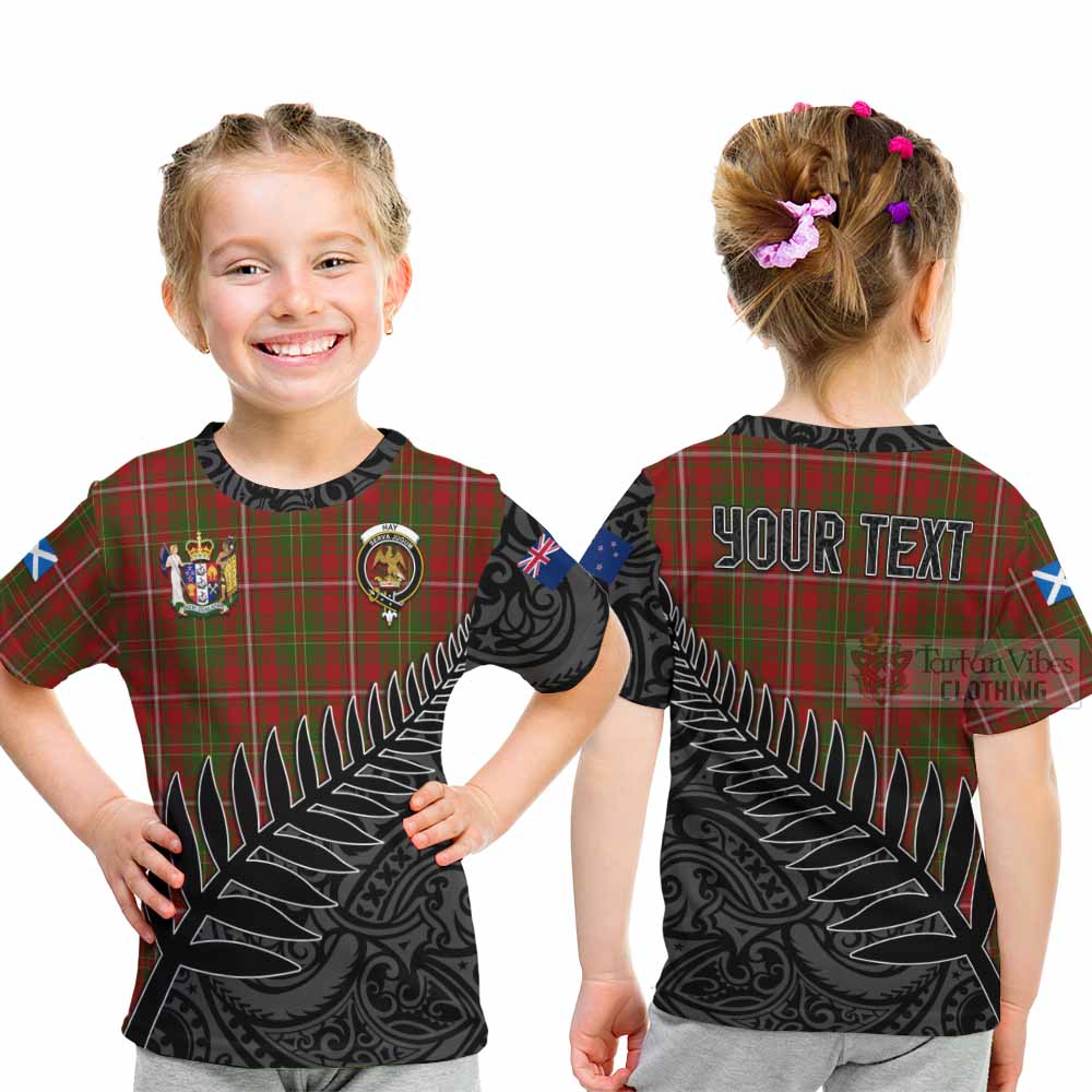 Tartan Vibes Clothing Hay Crest Tartan Kid T-Shirt with New Zealand Silver Fern Half Style