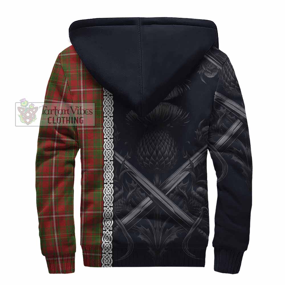 Tartan Vibes Clothing Hay Tartan Sherpa Hoodie with Family Crest Cross Sword Thistle Celtic Vibes