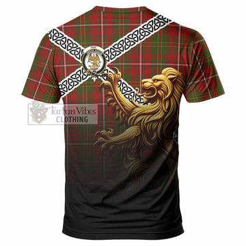 Tartan Vibes Clothing Hay Crest Tartan T-Shirt with Golden Lion Emblem Celtic Style