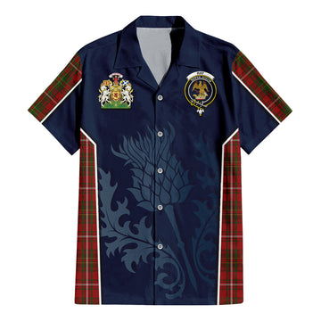 Tartan Vibes Clothing Hay Tartan Short Sleeve Button Up Shirt with Family Crest and Scottish Thistle Vibes Sport Style
