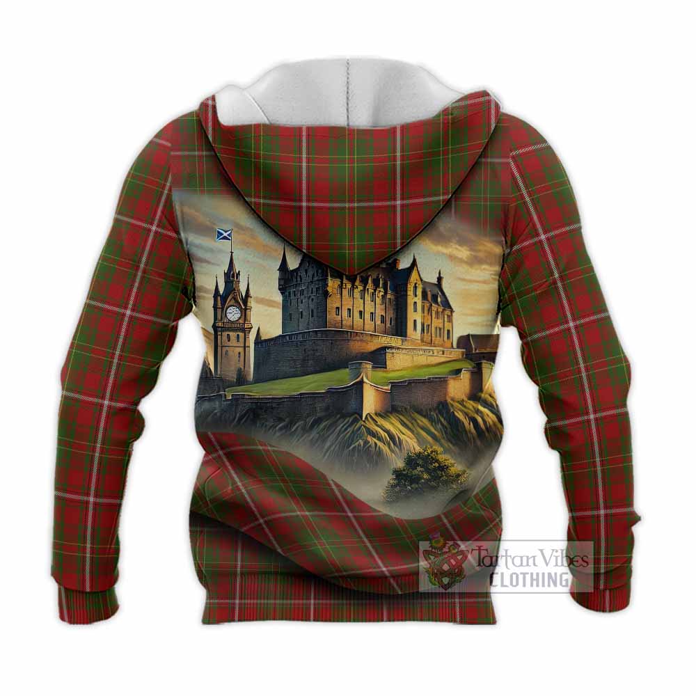 Tartan Vibes Clothing Hay Tartan Family Crest Knitted Hoodie with Scottish Ancient Castle Style