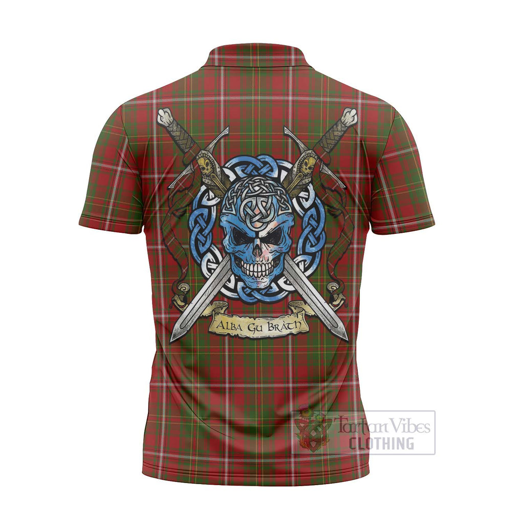 Hay Tartan Zipper Polo Shirt with Family Crest Celtic Skull Style - Tartan Vibes Clothing