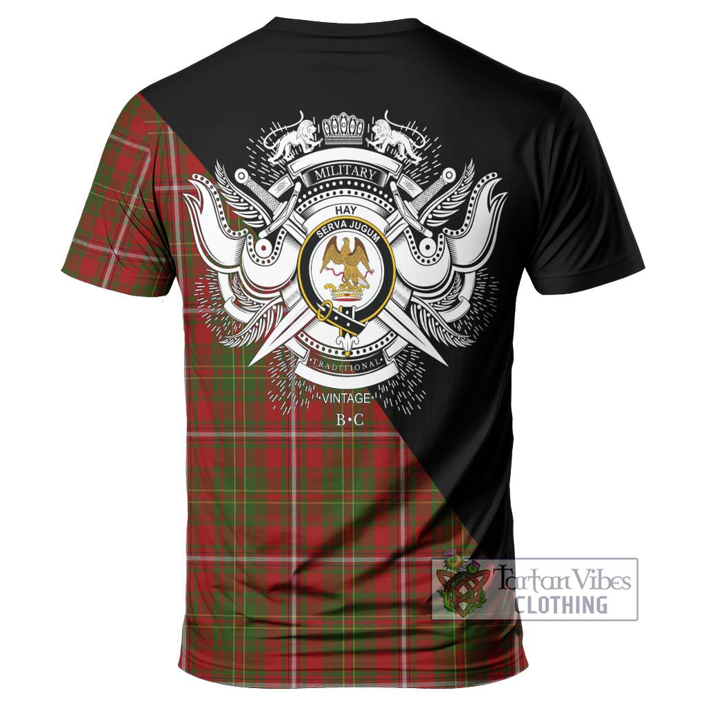 Hay Tartan T-Shirt with Family Crest and Military Logo Style - Tartanvibesclothing Shop