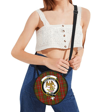 Hay Tartan Round Satchel Bags with Family Crest