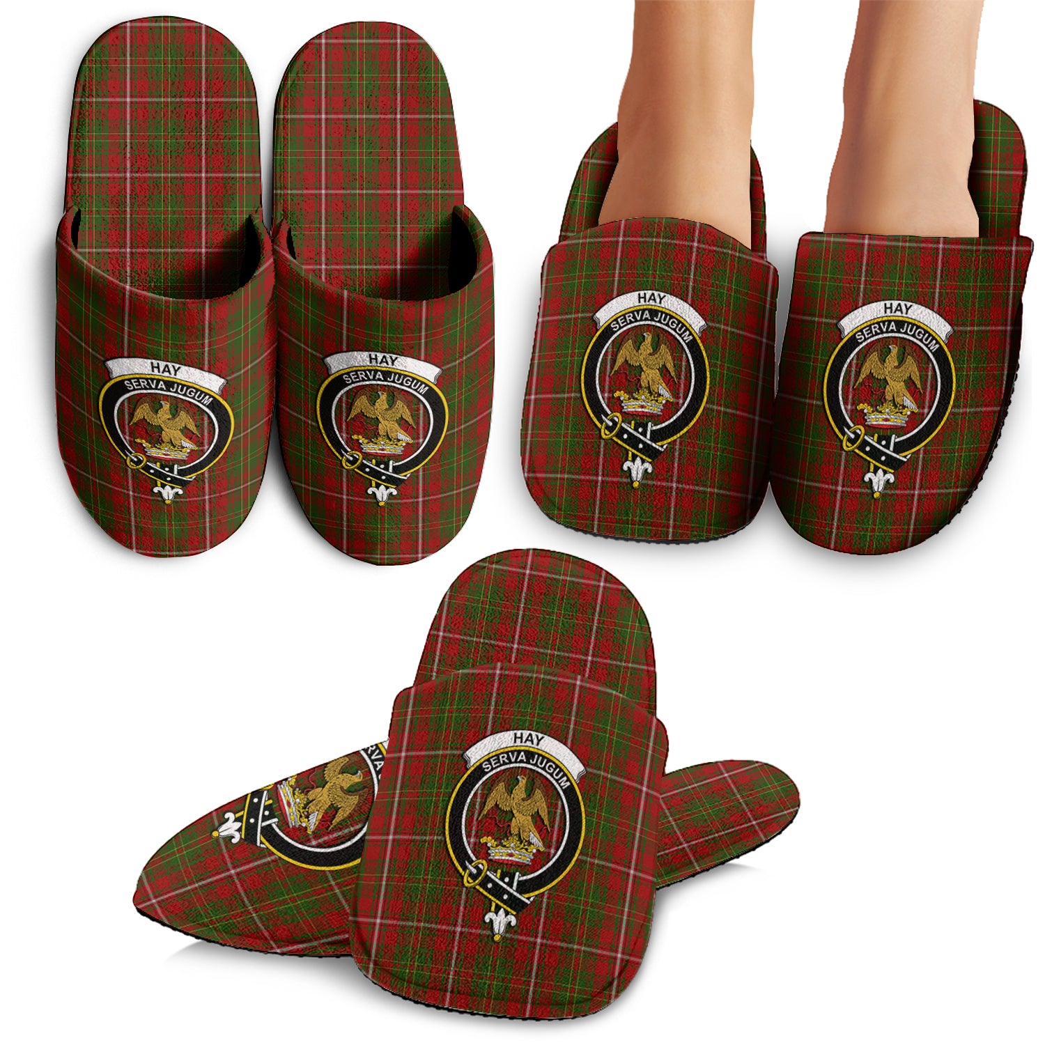 Hay Tartan Home Slippers with Family Crest - Tartanvibesclothing