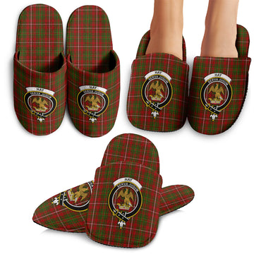 Hay Tartan Home Slippers with Family Crest - Tartanvibesclothing