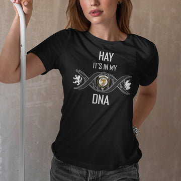 Hay Family Crest DNA In Me Womens Cotton T Shirt