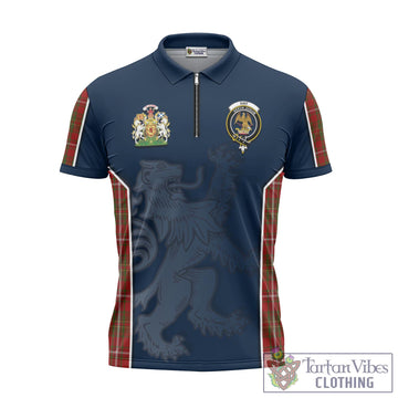 Hay Tartan Zipper Polo Shirt with Family Crest and Lion Rampant Vibes Sport Style