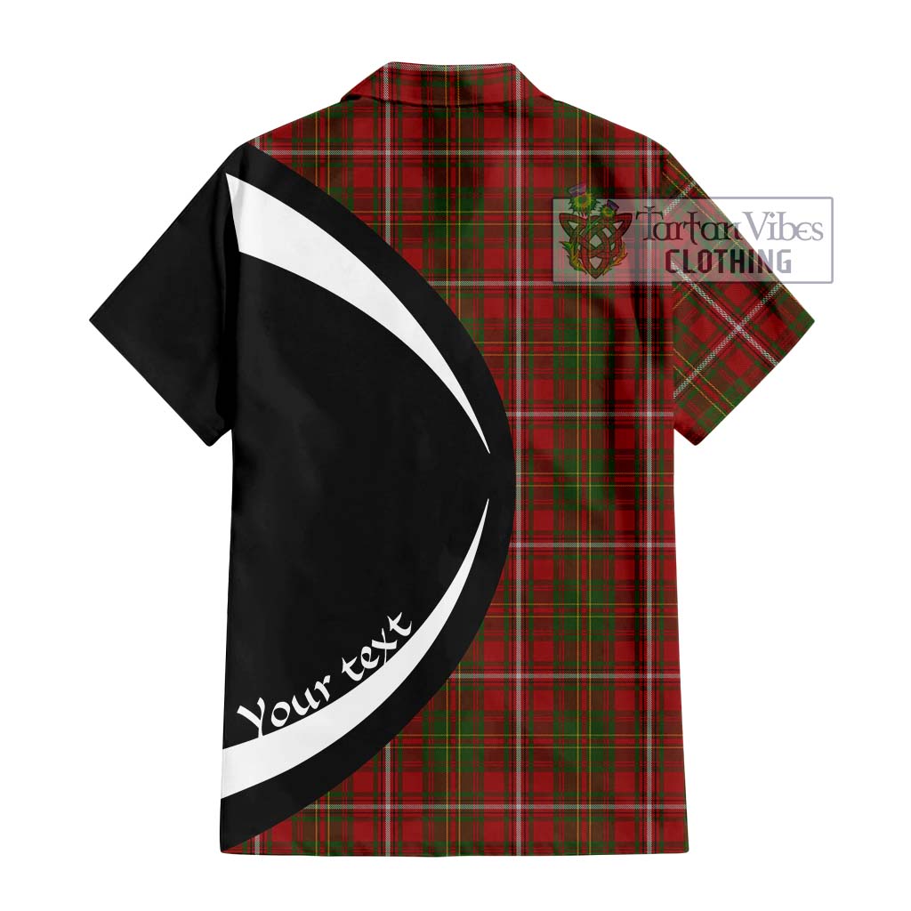Hay Tartan Short Sleeve Button Up with Family Crest Circle Style - Tartan Vibes Clothing