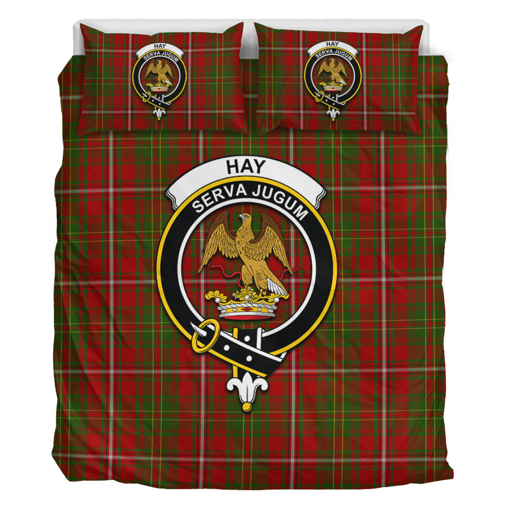 Hay Tartan Bedding Set with Family Crest - Tartan Vibes Clothing