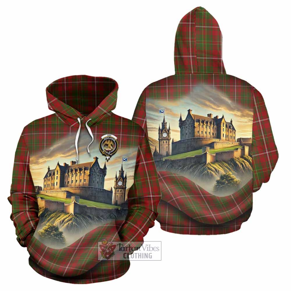 Tartan Vibes Clothing Hay Tartan Family Crest Hoodie with Scottish Ancient Castle Style