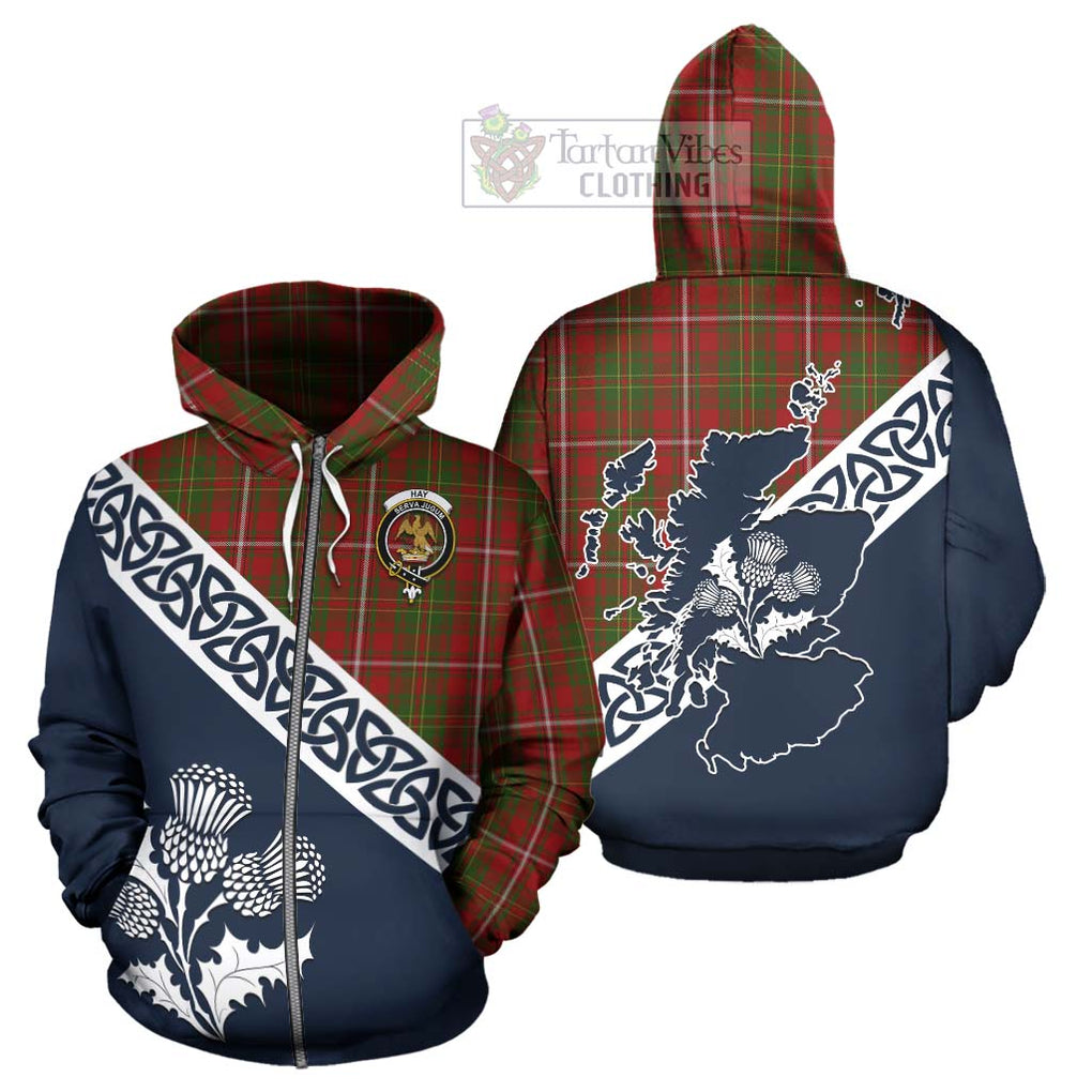 Tartan Vibes Clothing Hay Tartan Hoodie Featuring Thistle and Scotland Map