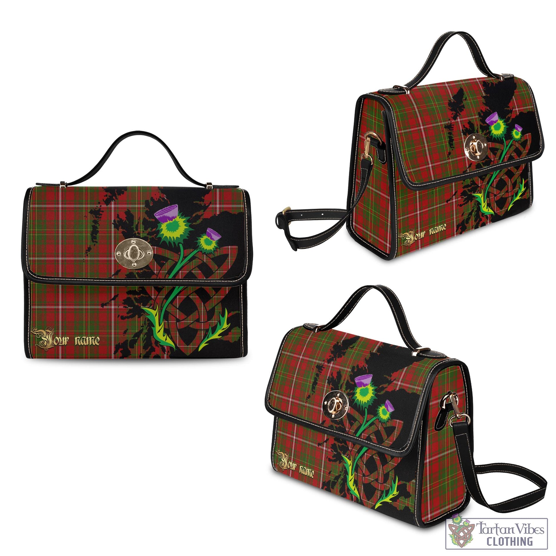 Tartan Vibes Clothing Hay Tartan Waterproof Canvas Bag with Scotland Map and Thistle Celtic Accents