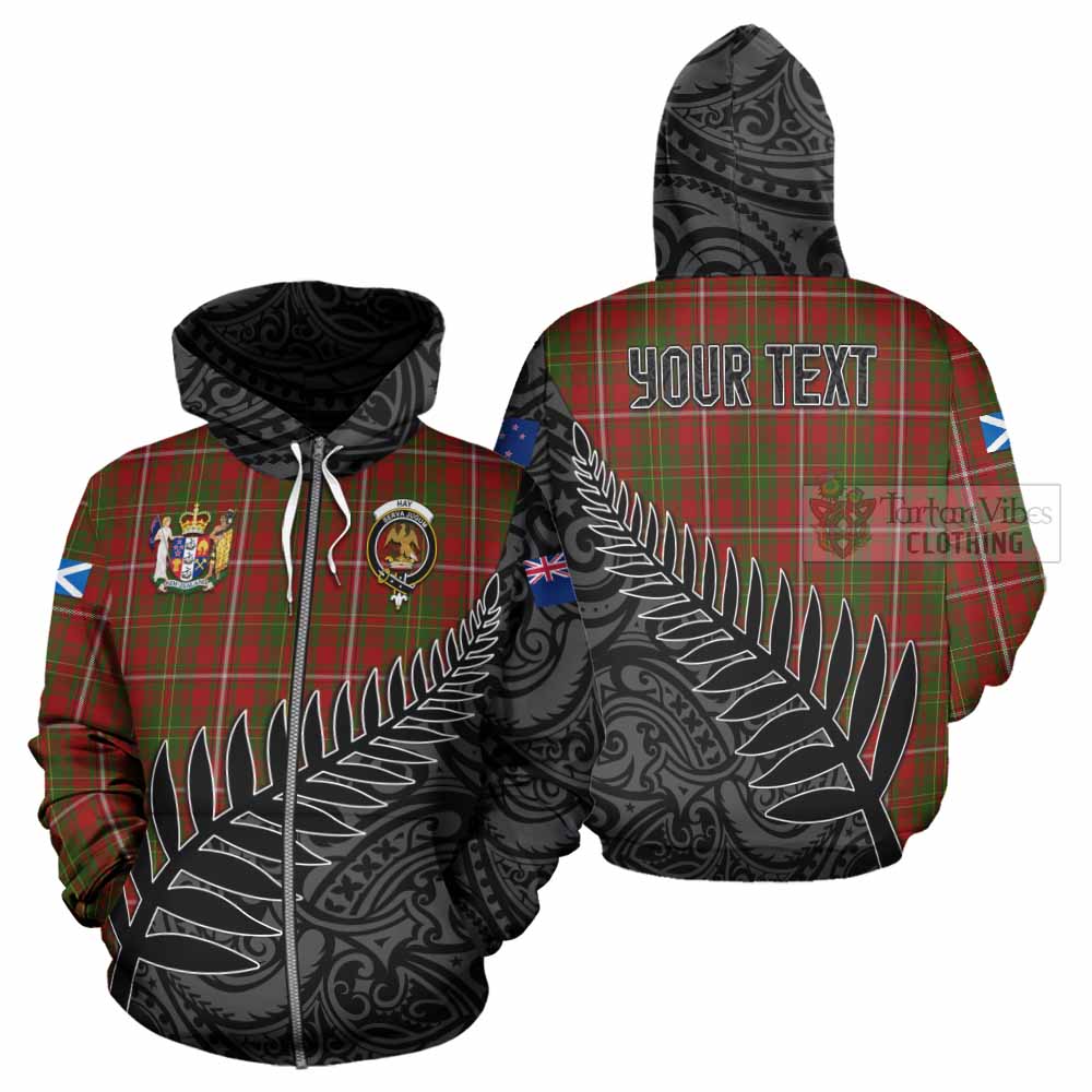 Tartan Vibes Clothing Hay Crest Tartan Hoodie with New Zealand Silver Fern Half Style