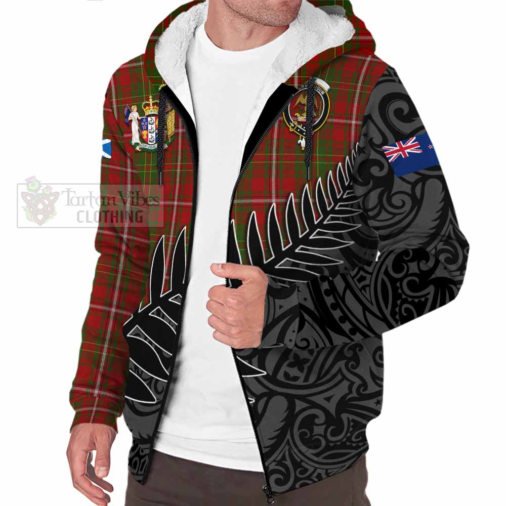 Tartan Vibes Clothing Hay Crest Tartan Sherpa Hoodie with New Zealand Silver Fern Half Style