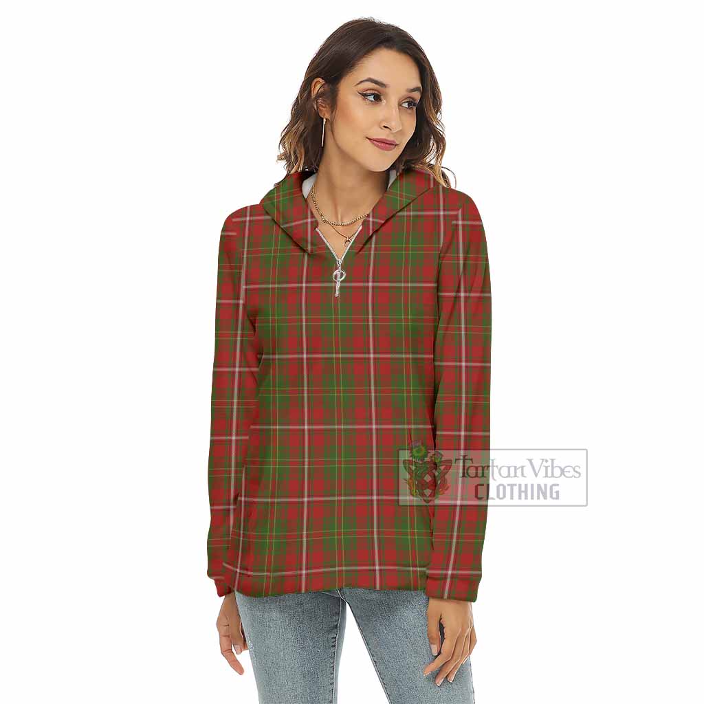 Tartan Vibes Clothing Hay Tartan Women's Borg  Half Zip Fleece Hoodie