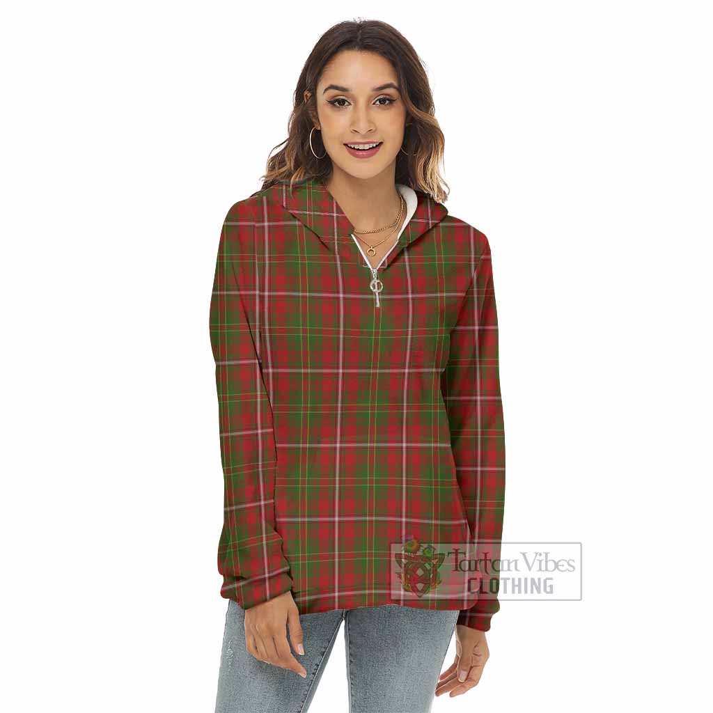 Tartan Vibes Clothing Hay Tartan Women's Borg  Half Zip Fleece Hoodie