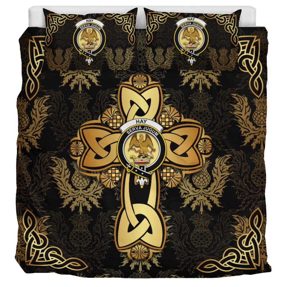 Hay Clan Bedding Sets Gold Thistle Celtic Style - Tartanvibesclothing