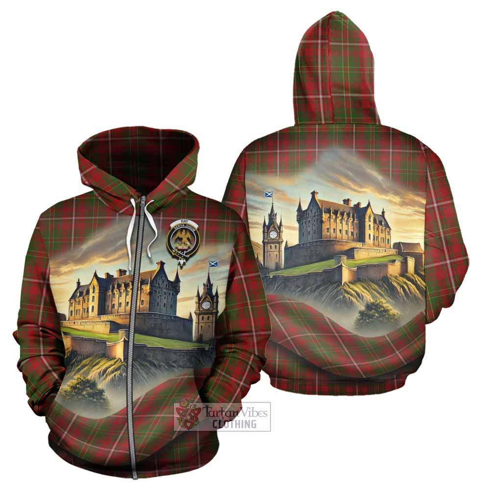 Tartan Vibes Clothing Hay Tartan Family Crest Hoodie with Scottish Ancient Castle Style