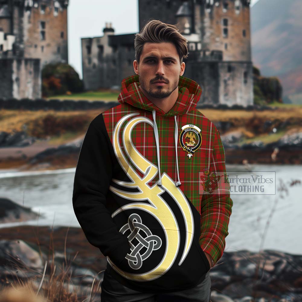 Tartan Vibes Clothing Hay Tartan Cotton Hoodie with Family Crest and Celtic Symbol Style