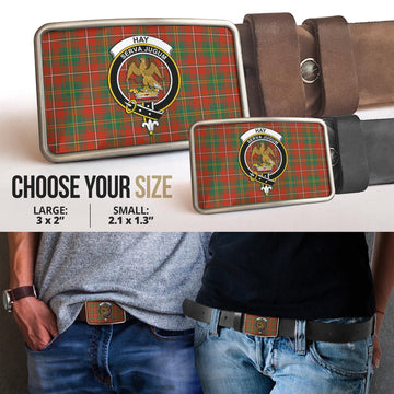 Hay Ancient Tartan Belt Buckles with Family Crest