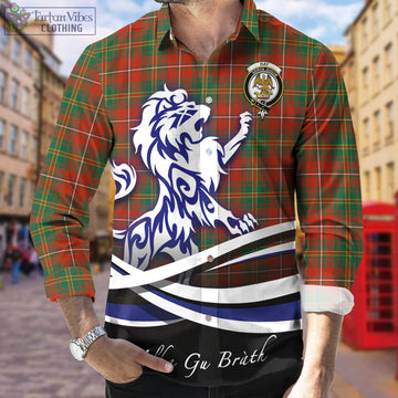 Hay Ancient Tartan Long Sleeve Button Up Shirt with Alba Gu Brath Regal Lion Emblem
