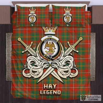 Hay Ancient Tartan Bedding Set with Clan Crest and the Golden Sword of Courageous Legacy