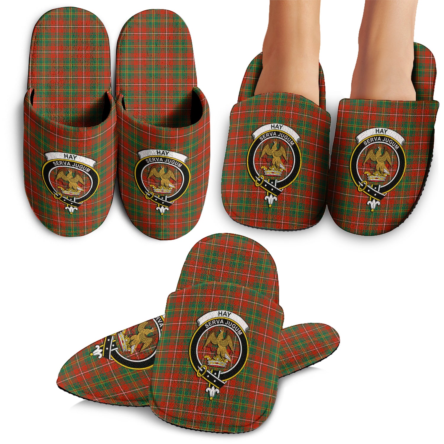 Hay Ancient Tartan Home Slippers with Family Crest - Tartanvibesclothing