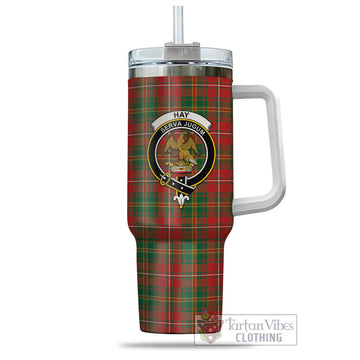 Hay Ancient Tartan and Family Crest Tumbler with Handle