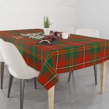 Hay Ancient Tartan Tablecloth with Clan Crest and the Golden Sword of Courageous Legacy