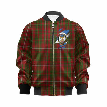 Hay Clan Crest In Me Tartan Kid Bomber Jacket Scotland Flag Style
